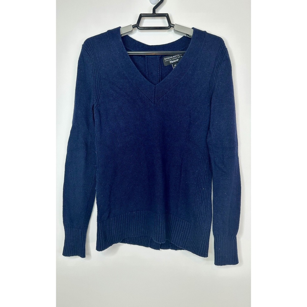 Banana Republic Sweater Women's XS Merino Wool Blend Cashmere Navy Blue